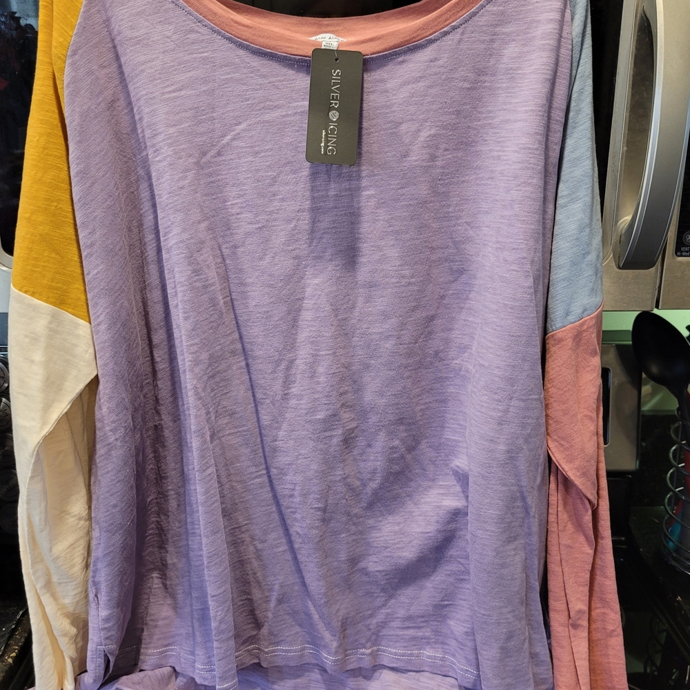 white birch Lavender Colorblock Long Sleeve Tee